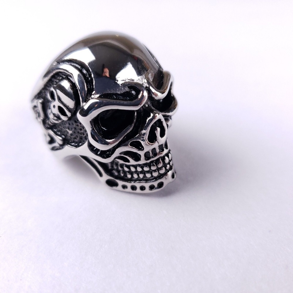 Mens Skull Ring 316 Stainless Steel Heavy Biker Gothic Punk Reaper Jewelry Sz 10